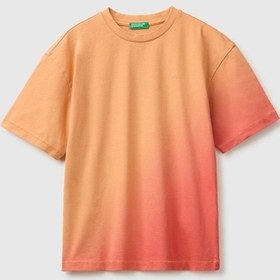 Resim United Colors Of Benetton Erkek Çocuk Kırmızı Mix Arkası Baskı Detaylı Bisiklet Yaka T-shirt 6-14 Yaş -2857 Çok Renkli 