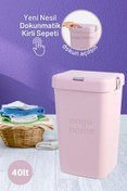 Resim ongu home Tekli Kirli Sepeti Çamaşır Sepeti Dokunmatik Kirli Sepeti Pembe 
