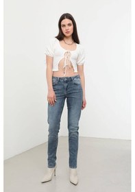 Resim Kadın Normal Bel Likralı Slim Fit Jean Pantolon Mavi 001 