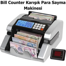 Resim Bill Counter Silver AL-7000S Karışık Para Sayma Makinesi TL EUR USD GBP Adet Sayımı 