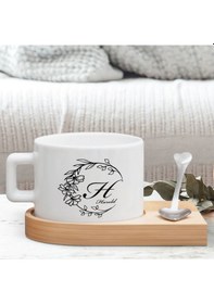Resim Bk Gift Kişiye Özel Baş Harf İsimli Ahşap Altlıklı Seramik Fincan-2 , Meslek Hediyesi, Yeni İş Hediyesi Kobitmeyen138071 Bk Gift 