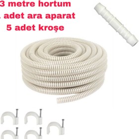 Resim Sarcool Klima Su Tahliye Hortumu 3 Metre + Ek Parça + 5 Adet Krose 