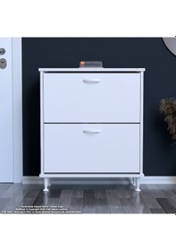Resim Modilayn Umay Antre, Hol 52 X 74 X 25,5 Cm Lik 2 Düşer Kapak 4 Göz Bölmeli Ayakkabılık Beyaz 