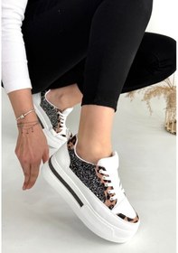 Resim Lawin Beyaz Cilt Siyah Simli Bağcıklı Spor Ayakkabı Beyaz 