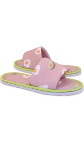 Resim Chochili Kadın Pembe Avokado Desenli Önü Açık Yumuşak Tabanlı Ev Terlik 