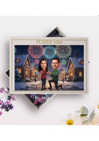 Resim Bk Gift Kişiye Özel Sevgili Yılbaşı Karikatür Tasarımlı 1000 Parça Profesyonel Puzzle-6, 1000 Puzzle, Yeni Yıl Hediyesi, Yılbaşı Hediyesi Kobitmeyenco 