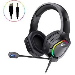 Resim Lecoo HT403 3.5mm Jack + USB RGB Siyah Gaming Oyuncu Kulaklığı 