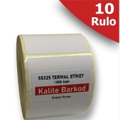 Resim Kalite Barkod 55X25 Termal Etiket | 10 Rulo Barkod Etiketi 