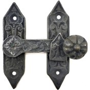 Resim Antika Tarz Dekoratif Pirinç Kapı, Pencere Mandalı - 86X72 Mm, Oksit 