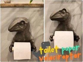 Resim Velociraptor Toilettenpapierhalter - Dinozor Figürlü Dekoratif Tuvalet Kağıdı Tutucu | Jurassic Temalı Banyo Aksesuarı | Eğlenceli ve Karizmatik Tasarım 
