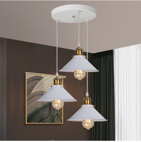 Resim Riolight Vintage3,retro,rustik Beyaz 3xe27 Duylu Metal Sarkıt Avi Beyaz 