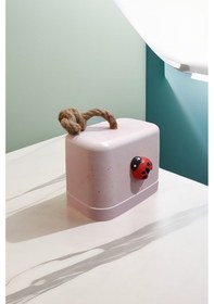 Resim Beton Stoper Dekoratif Uğur Böcekli Beton Kapı Stoperi Kapı Önü Ağırlık Kapı Tamponu Pembe 