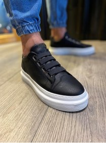 Resim KN Fashion Mp521 Bt Bağcıksız Lastikli 3 Bantlı Ortopedik Yüksek/kalın Taban Erkek Sneaker Siyah 