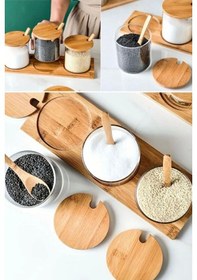 Resim Ekinci Home Mien 3lü Yuvarlak Cam Baharatlık Bej 