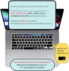Resim McStorey MacBook Pro Rusça Klavye Koruyucu – US ANSI Düz Enter – Touch Bar Uyumlu – 13 inç A2251 A2289 A2338 (M1/M2) – 16 inç A2141 – İnce Silikon Siyah 