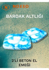 Resim 2 Li Beton Bardak Altlığı Betonun Şıklığı El Emeğinin Değeri Mavi Mavi 