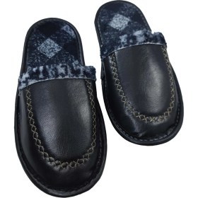 Resim Terlik Market Erkek Deri Ev Terliği Siyah 