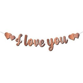 Resim I Love You Kaligrafi Banner Rose Gold 