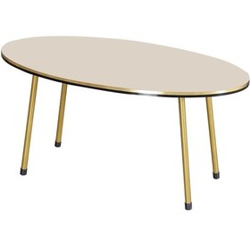 Resim Uslucan Alışveriş Orta Sehpa Krem Elips Metal Ayak Çift Gold Çok Renkli 