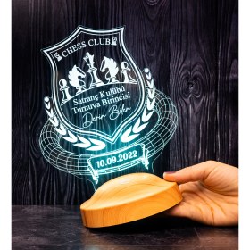 Resim Sevgi Lambası Satranç Kişiye Özel Hediye, Satranç Takımı Turnuva Birincisine Hediye, Satranç Temalı Hediyelik, Isme Özel 3D LED Masa Lambası 
