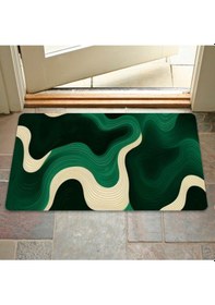 Resim Dijital Baskılı Kapı Önü Paspas Ev İçi Ve Dışı İçin Banyo Lavabo Balkon Mutfak İçin Ve Yıkanabilir Yeşil Ve Bej 