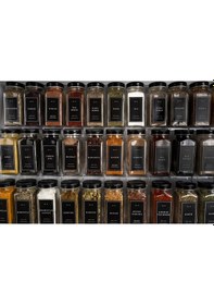 Resim 36'lı Şeffaf Kristal Plexi Standlı Cam Baharatlık Seti Siyah Kapak Ve Etiketli Baharatlık Mh03syh36 Siyah - Şeffaf 