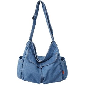 Resim Teltree Genç Kızlar Ve Kadınlar İçin Retro Stil Denim Omuz Çantası - Hafif Ve Geniş Kapasiteli Açık Mavi 