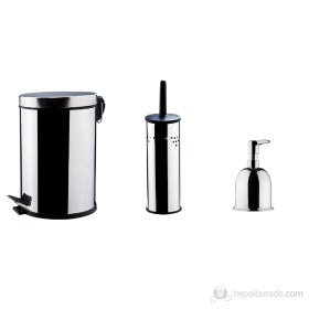 Resim 3'lü Banyo Seti (Çöp Kovası-Sabunluk-Klozet Fırçası) 
