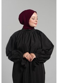 Resim Hürrem Bone Bordo Pratik Hazır Geçmeli Tesettür Eşarp Sandy Arkadan Çıtçıtlı Piliseli Hijab 2406 16 Bordo 