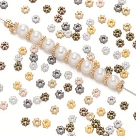 Resim 200 adet Alaşım Papatya ve Kar Tanesi Çiçek Boncukları, 4/6mm Mini Gevşek Aralıklı Şanslar DIY Takı Yapımı, Bileklik El Sanatları Malzemeleri 