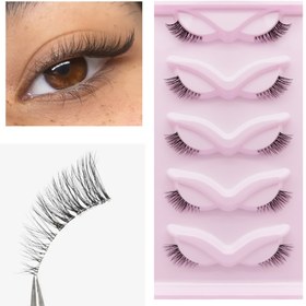 Resim Half Lashes With Clear Band Doğal Görünümlü Wispy Cat Eye Kirpikler 3D Kabarık Sahte Kirpikler 5 Çift 10MM Kısa Yumuşak Sahte Mink Kirpikler Multipack-3D Sahte Mink Kirpikler - Göz Kirpiklerinin Ucu Uzatın 