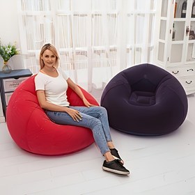 Resim 1 adet Lüks Şişme Tembel Koltuk ile Hava Pompası - Dayanıklı PVC İç/Dış Mekan Mobilyası, Taşınması ve Şişmesi Kolay, Oturma Odası, Balkon, Patio için Kırmızı Modern Tasarım - Ev Dekoru İçin Temel Ürün, Şişme Koltuk, Patio Mobilyası, Şık Mobilya, Kolay Temizlenebilir Malzeme, Çok Yönlü Oturma, Küçük Alan Yaşamı, Çağdaş Mobilya, Sağlam Yapı, Taşınabilir Oturma, Apartman Dwellers 