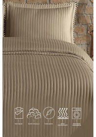 Resim Elart Florita Yatak Örtüsü Seti Tek Kişilik 180x240 Cm Bej Bej 