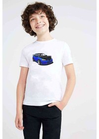 Resim Subaru Impreza Stı Blue Baskılı Unisex Çocuk Beyaz T-Shirt 