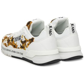 Resim Versace Kadın Fondo Dynamic Dis. SAA Barok Desenli Sneaker - Beyaz/Altın Sarısı 