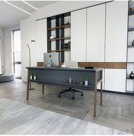 Resim Zenith Ofis Masası Antrasit Ceviz 