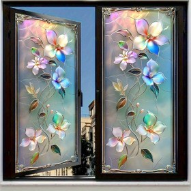 Resim 1 adet, Yumei'nin Cam Etiket Desenli Elektrostatik Pencere Filmi, PVC Statik Yapışkanlı Cam Kapı ve Pencere Dekorasyonu, Çıkarılabilir Yeniden Kullanılabilir Cam Sıkleti. Boyutu 17.7x39.3 inç (45x100 cm), Ev, Mutfak, Banyo, Yatak Odası, Balkon için Uygun, Parti Malzemeleri Dekoru, Kolay Kurulum ile Gizlilik Koruma ve Dekoratif Etki Sağlar, Yapıştırıcı Gerekmez 