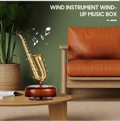 Resim Saksafon Müzik Kutusu Klasik Kurmalı Müzik Kutusu Dönen Müzik Kutusu Dönen Taban Nefesli Enstrüman Trumpet 