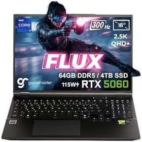 Resim Game Raider FLUX GR16 i9-14900HX 64GB DDR5 4TB SSD RTX 5060 8GB 115W 16 inç 2.5K QHD+ 300Hz FDos Gaming Laptop 