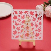 Resim 15.24x15.24 cm Yaratıcı Akçaağaç Yaprağı Desenli DIY Grafiti Çizim Şablonu, Kağıt ve Ahşap Tuval Üzerine Yeniden Kullanılabilir Çizim Şablonu Logo Oyma Tahta 