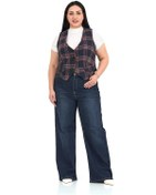 Resim Büyük Beden Düğme Kapamalı Cep Kapaklı Astarlı Kısa Lacivert Yelek Lacivert 