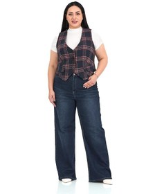 Resim Büyük Beden Düğme Kapamalı Cep Kapaklı Astarlı Kısa Lacivert Yelek Lacivert 