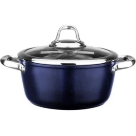 Resim Storemax Titanium 24CM Tencere, Çelik Kulp, Özel Çerçeveli Cam Kapak Metalik Mavi 