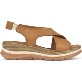 Resim Ziya, Kadın Hakiki Deri Dolgu Topuk Sandalet 1511020z2562 Taba 1511020z2562 320 Taba 