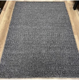 Resim Eko Halı Jade Basketweave Antrasit Naturel Kazak Örgü Desenli El Dokuma Örgü Kilim Antrasit 