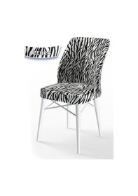 Resim Canisa Flex Serisi Üst Kalite Yemek Odası Sandalyesi Gürgen Beyaz Ahşap Ayak Zebra Desen Sandalye Sandalye Zebra Desen Ayaklar Beyaz 