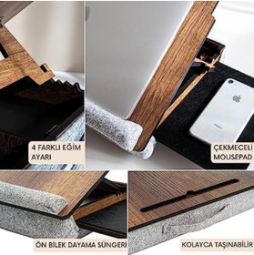Resim Yıldızan - LS051 Minderli Eğim Ayarlanabilir Mousepadli Laptop Sehpası 1190732 