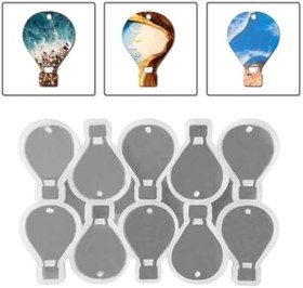 Resim Epoksi Çoklu Silikon Kalıp Kapadokya Balonu Delikli Anahtarlık Kolye Süs Kalıbı 10 Lu 