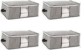 Resim Baza ve Yatak Altı Uyumlu 4 Adet Lüks Pencereli Dolap Düzenleyici Hurç Baza Altı Hurç 64x45x22 cm (Siyah) 