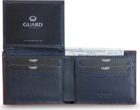Resim Guard Örgü Desenli Lacivert Kırmızı Deri Erkek Cüzdanı Çok Renkli 
